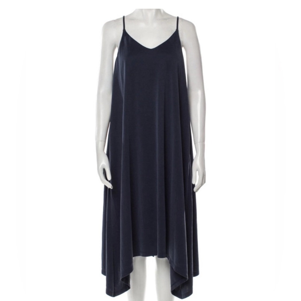 Joie Tent Blue Sleeveless Asymmetrical V-Neck Modal Midi Dress XL